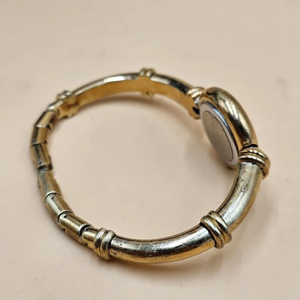 Vintage Anne Klein Gold Tone Quartz Bangle Watch New Battery Runs Great